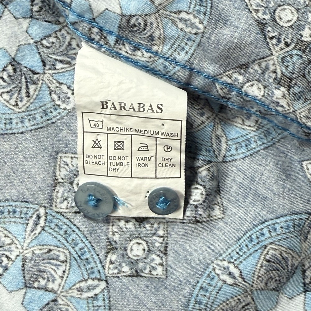 Barabas XXL Button Down Shirt Mens Blue Geometric Medallion Print Long Sleeve - Picture 3 of 8